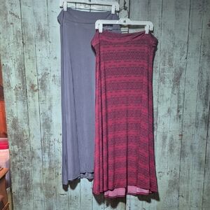 LuLaRoe Maxi Skirts - Pink Patterned & Dusty Purple